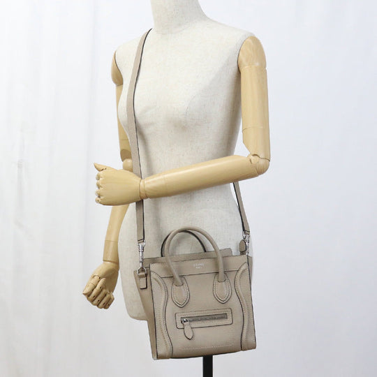 CELINE CE87053 Luggage nano Handbag Calfskin/Luggage nano beige Women