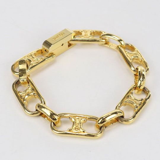 CELINE Bracelet Blazon Logo Bracelet Vintage bangle Gold Plated gold unisex