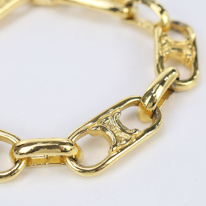 CELINE Bracelet Blazon Logo Bracelet Vintage bangle Gold Plated gold unisex