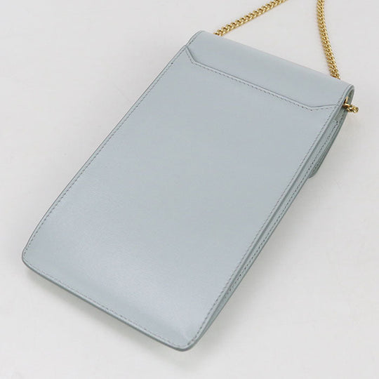 CELINE 10K68 3DPV Shoulder Bag Triomphe Mobile pouch leather Light Blue Women