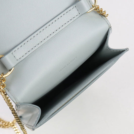CELINE 10K68 3DPV Shoulder Bag Triomphe Mobile pouch leather Light Blue Women