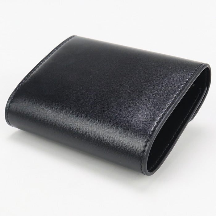 CELINE CE89565 Small flap wallet Triomphe Three fold wallet Calfskin Black Women