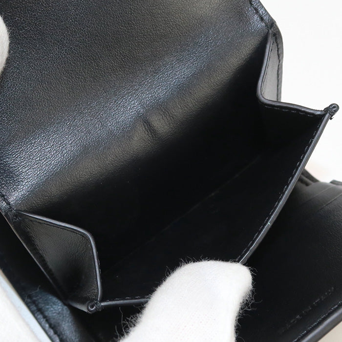 CELINE CE89565 Small flap wallet Triomphe Three fold wallet Calfskin Black Women