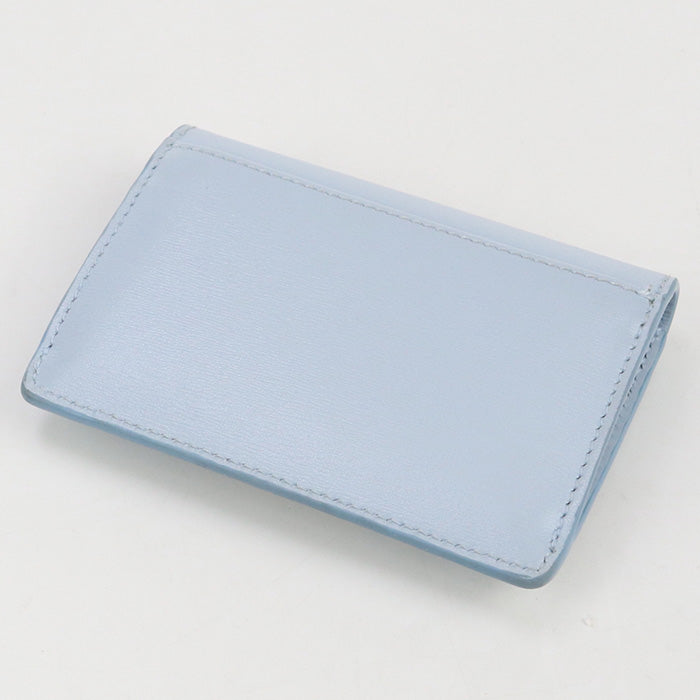 CELINE 10I58 3DPV Coin Purse Triomphe Card Case with Flap Shiny calfskin Light Blue Women
