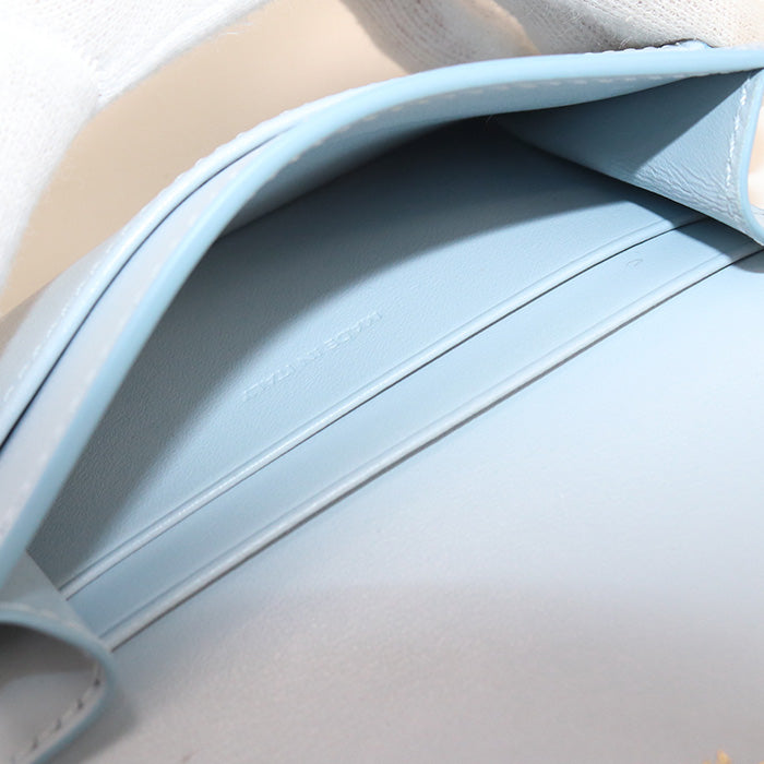 CELINE 10I58 3DPV Coin Purse Triomphe Card Case with Flap Shiny calfskin Light Blue Women
