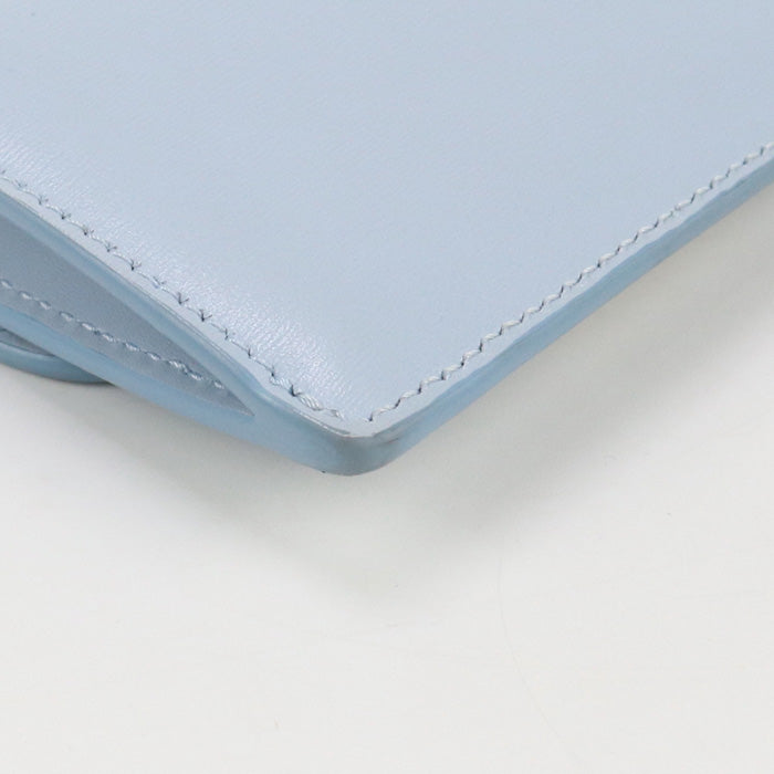 CELINE 10I58 3DPV Coin Purse Triomphe Card Case with Flap Shiny calfskin Light Blue Women