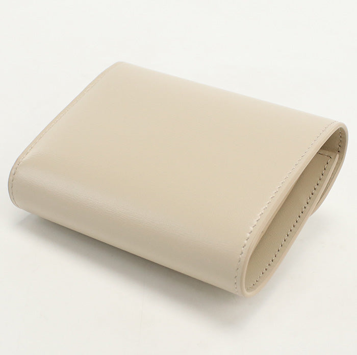 CELINE 10D78 3DPV Tri-fold wallet Triomphe Small flap wallet leather beige Women