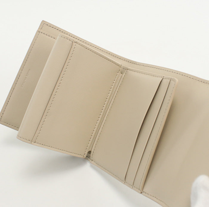 CELINE 10D78 3DPV Tri-fold wallet Triomphe Small flap wallet leather beige Women