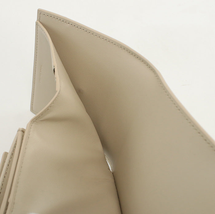 CELINE 10D78 3DPV Tri-fold wallet Triomphe Small flap wallet leather beige Women