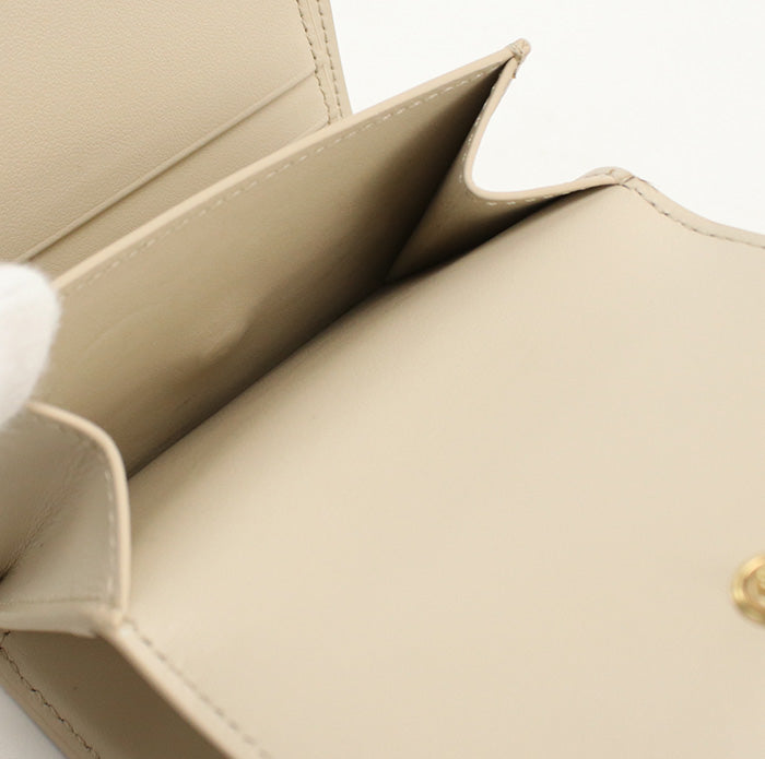CELINE 10D78 3DPV Tri-fold wallet Triomphe Small flap wallet leather beige Women