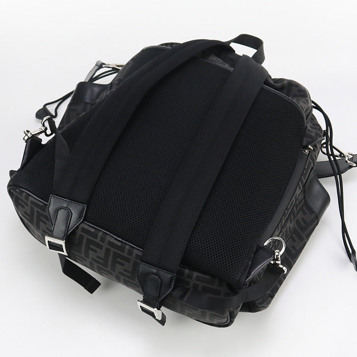 FENDI 7VZ056 AG0M Strike Large Backpack leather/Jacquard Black mens