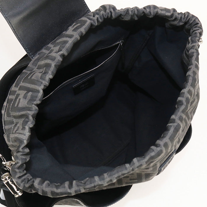 FENDI 7VZ056 AG0M Strike Large Backpack leather/Jacquard Black mens