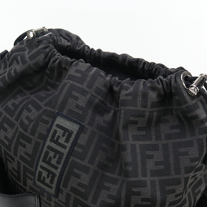 FENDI 7VZ056 AG0M Strike Large Backpack leather/Jacquard Black mens