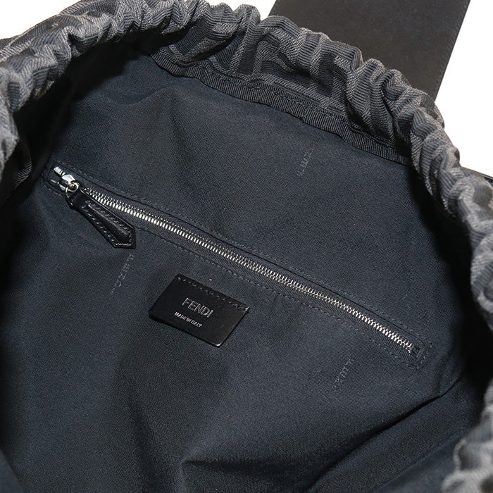 FENDI 7VZ056 AG0M Strike Large Backpack leather/Jacquard Black mens