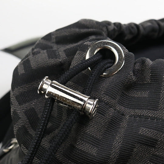 FENDI 7VZ056 AG0M Strike Large Backpack leather/Jacquard Black mens