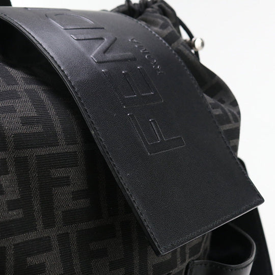 FENDI 7VZ056 AG0M Strike Large Backpack leather/Jacquard Black mens