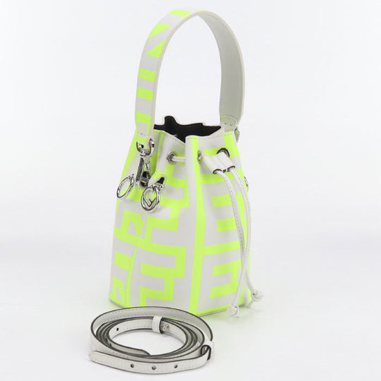 FENDI 8BS010 Mini Montresor Diagonal shoulder bag leather White Women