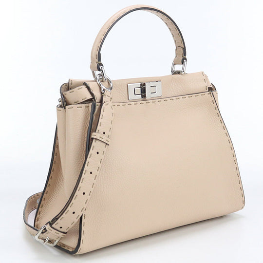 FENDI 8BN290 Q0J Handbag Selleria Peekaboo Iconic 2WAY handbag leather beige Women