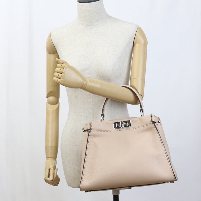 FENDI 8BN290 Q0J Handbag Selleria Peekaboo Iconic 2WAY handbag leather beige Women