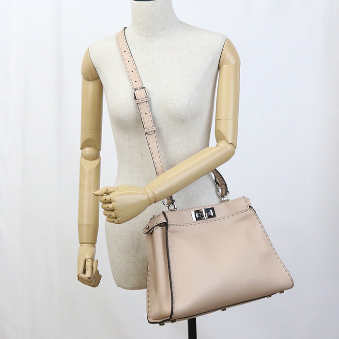 FENDI 8BN290 Q0J Handbag Selleria Peekaboo Iconic 2WAY handbag leather beige Women