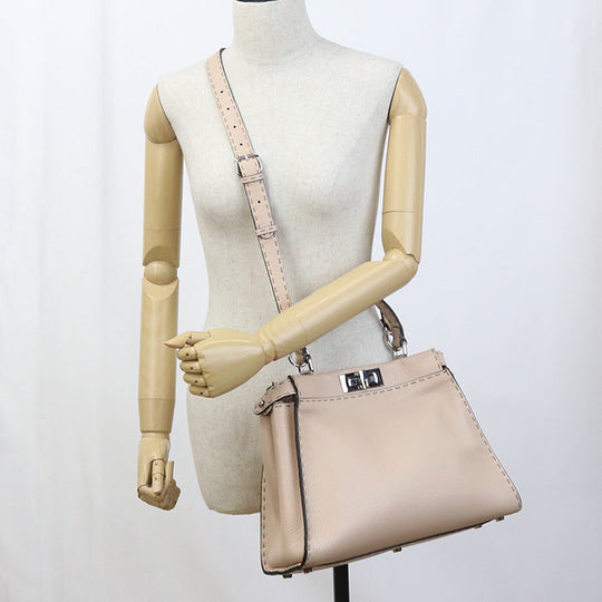 FENDI 8BN290 Q0J Handbag Selleria Peekaboo Iconic 2WAY handbag leather beige Women