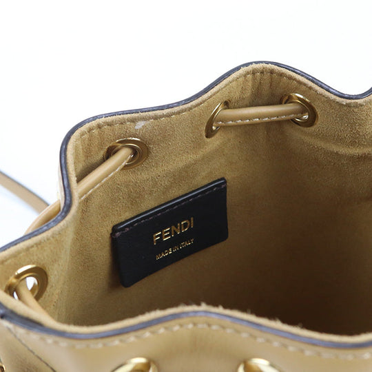 FENDI 8BS010 Handbag Mini Montresor 2WAY bag cotton, Raffia, Leather beige Women