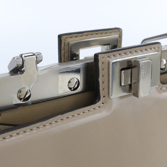 FENDI 8BN339 Shoulder Bag Cut Petit Peekaboo Chain bag leather Light Beige Women