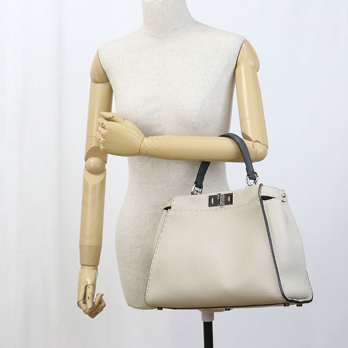 FENDI 8BN290 Handbag Peekaboo Celeria 2WAY handbag leather ivory Women