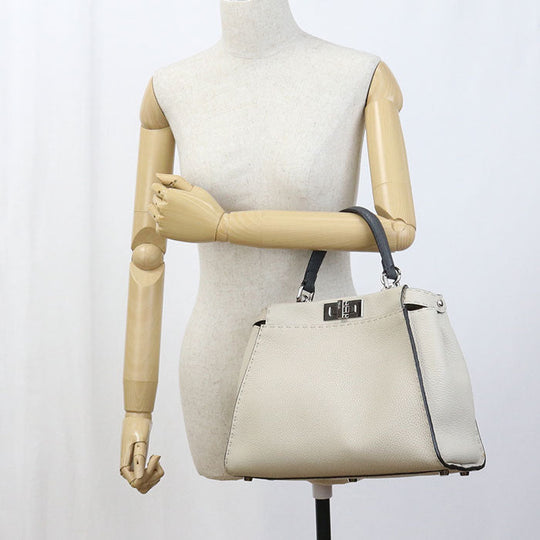 FENDI 8BN290 Handbag Peekaboo Celeria 2WAY handbag leather ivory Women