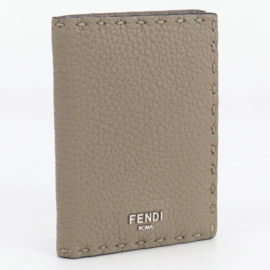 FENDI 7M0349 AP3D Card Case Selleria Card Case Flap card case Calf leather Brown unisex