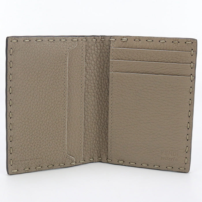 FENDI 7M0349 AP3D Card Case Selleria Card Case Flap card case Calf leather Brown unisex