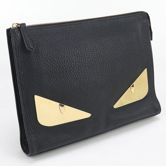FENDI 7VA433 A7SR monster Clutch bag Calfskin Black mens
