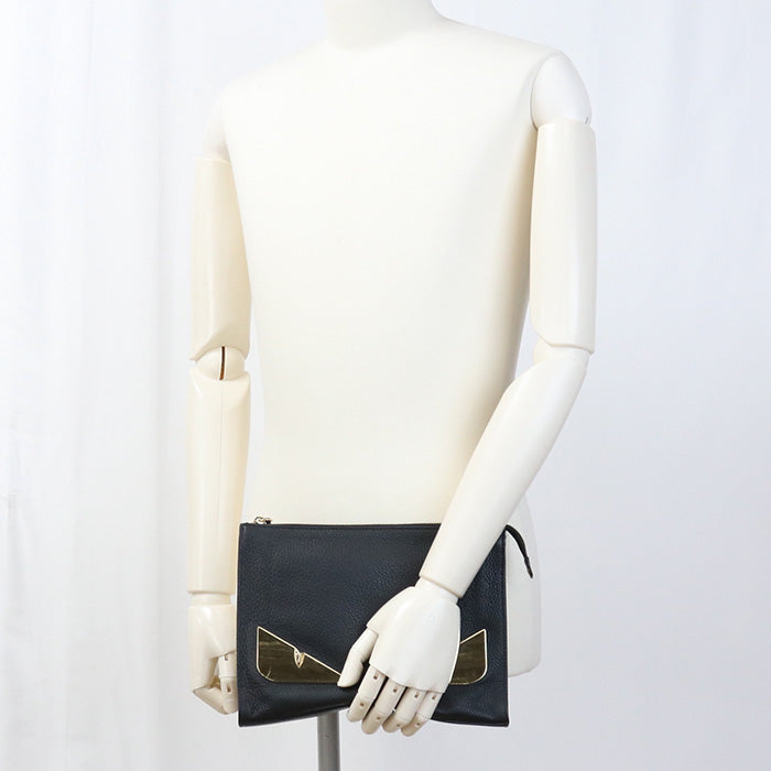 FENDI 7VA433 A7SR monster Clutch bag Calfskin Black mens