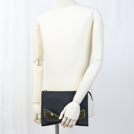 FENDI 7VA433 A7SR monster Clutch bag Calfskin Black mens