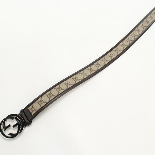 GUCCI 142931 belt Interlocking G Men's belt GG Supreme Canvas, leather beige mens