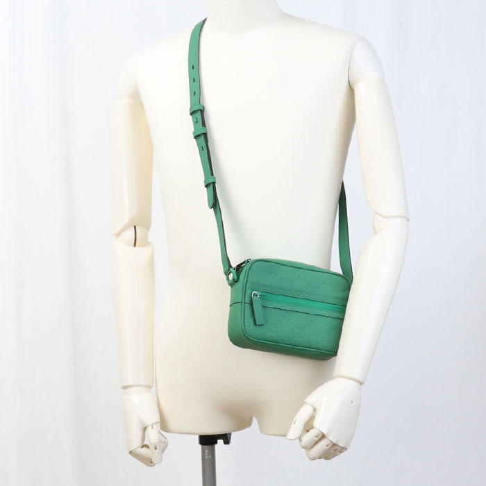 GUCCI 771321 Shoulder Bag Effect Mini GG Rubber Crossbody Bags rubber green mens