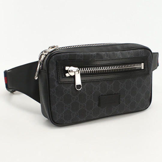 GUCCI 474293 Belt bag GG Supreme body bag PVC Black mens