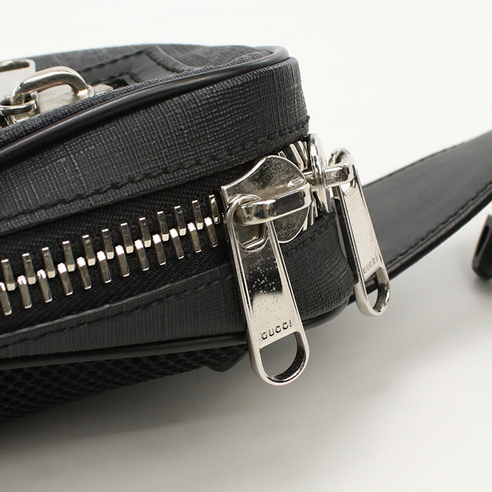 GUCCI 474293 Belt bag GG Supreme body bag PVC Black mens