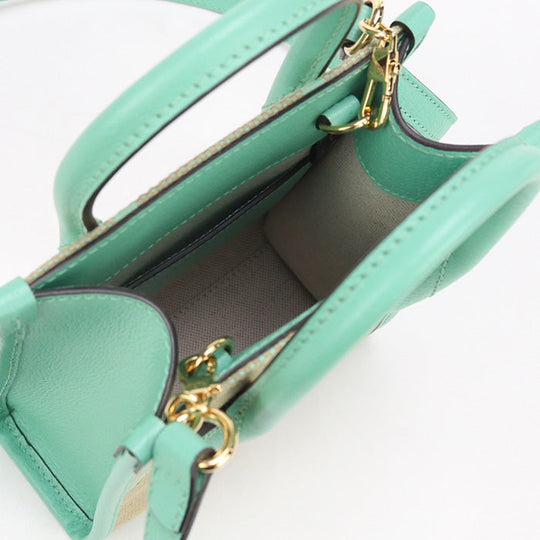 GUCCI 671623 Tote Bag Jumbo GG 2WAY MiniTote Bag GG canvas, leather green Women