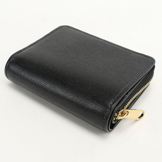 GUCCI 772639 0OP0N 1000 Bi-fold wallet Gucci Script Mini U-shaped zipper wallet leather black unisex