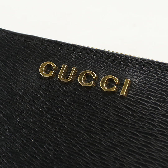 GUCCI 772639 0OP0N 1000 Bi-fold wallet Gucci Script Mini U-shaped zipper wallet leather black unisex
