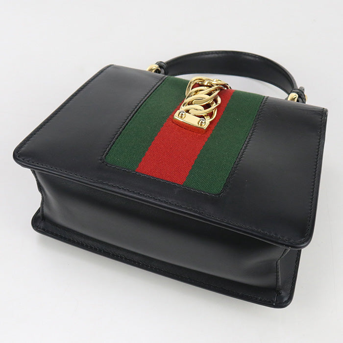 GUCCI 470270 Handbag Sylvie Sherry Line 2WAY handbag leather black Women