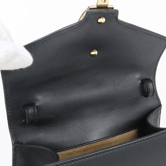 GUCCI 470270 Handbag Sylvie Sherry Line 2WAY handbag leather black Women