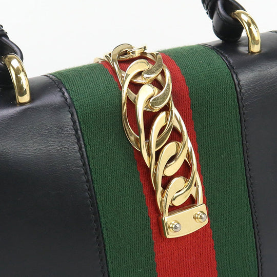 GUCCI 470270 Handbag Sylvie Sherry Line 2WAY handbag leather black Women