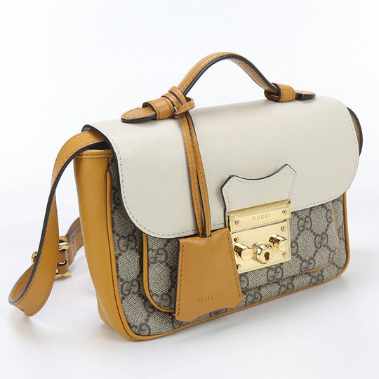 GUCCI 658487 2WAY handbag Padlock Shoulder Bag GG Supreme beige Women