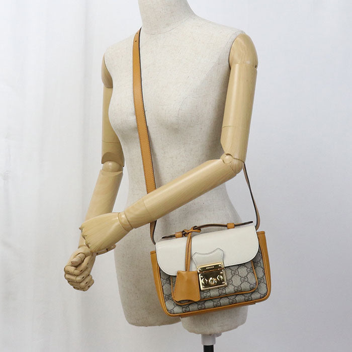 GUCCI 658487 2WAY handbag Padlock Shoulder Bag GG Supreme beige Women