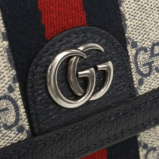 GUCCI 523153 GG Continental Ofidia Long wallet GG Supreme Navy Women