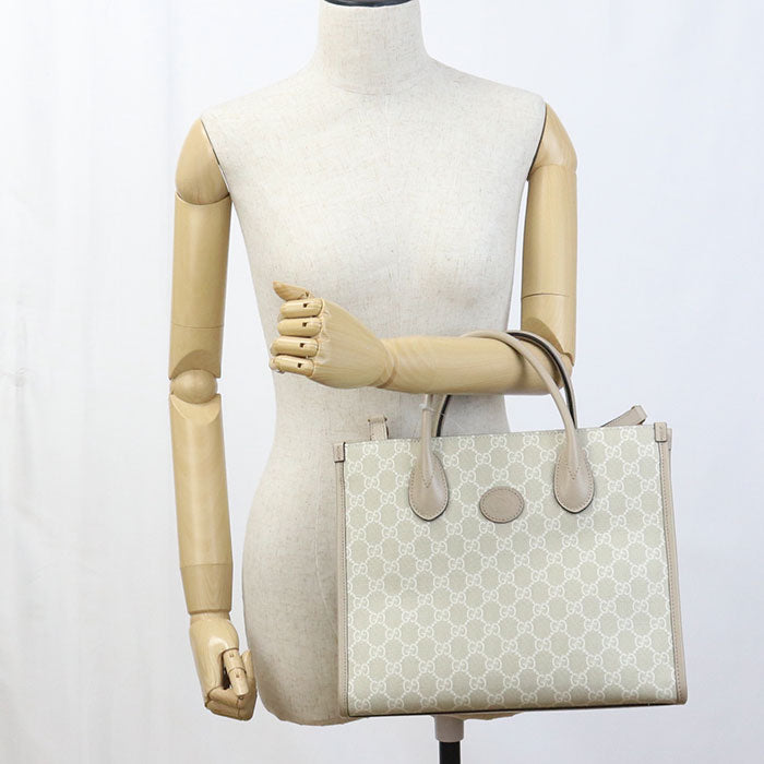 GUCCI 659983 Tote Bag Interlocking G 2WAY Tote Bag GG Supreme, leather beige Women