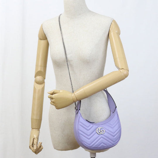 GUCCI 699514 2WAY GG Marmont Handbag leather purple Women