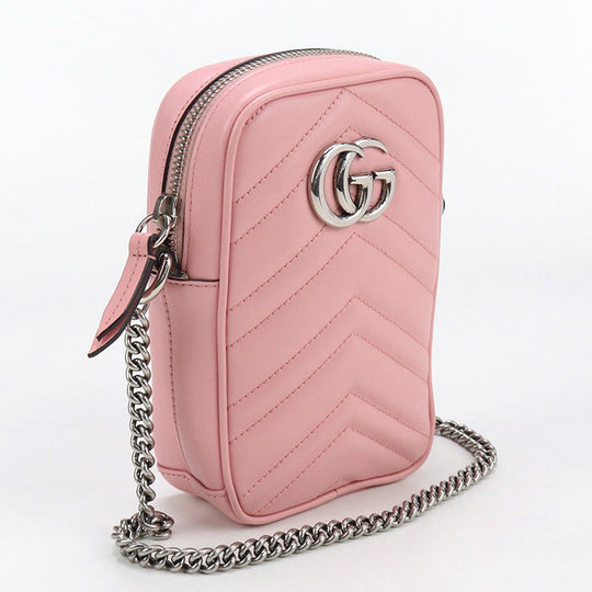 GUCCI 598597 Shoulder Bag GG Marmont Smartphone Shoulder Bag Quilted leather pink Women